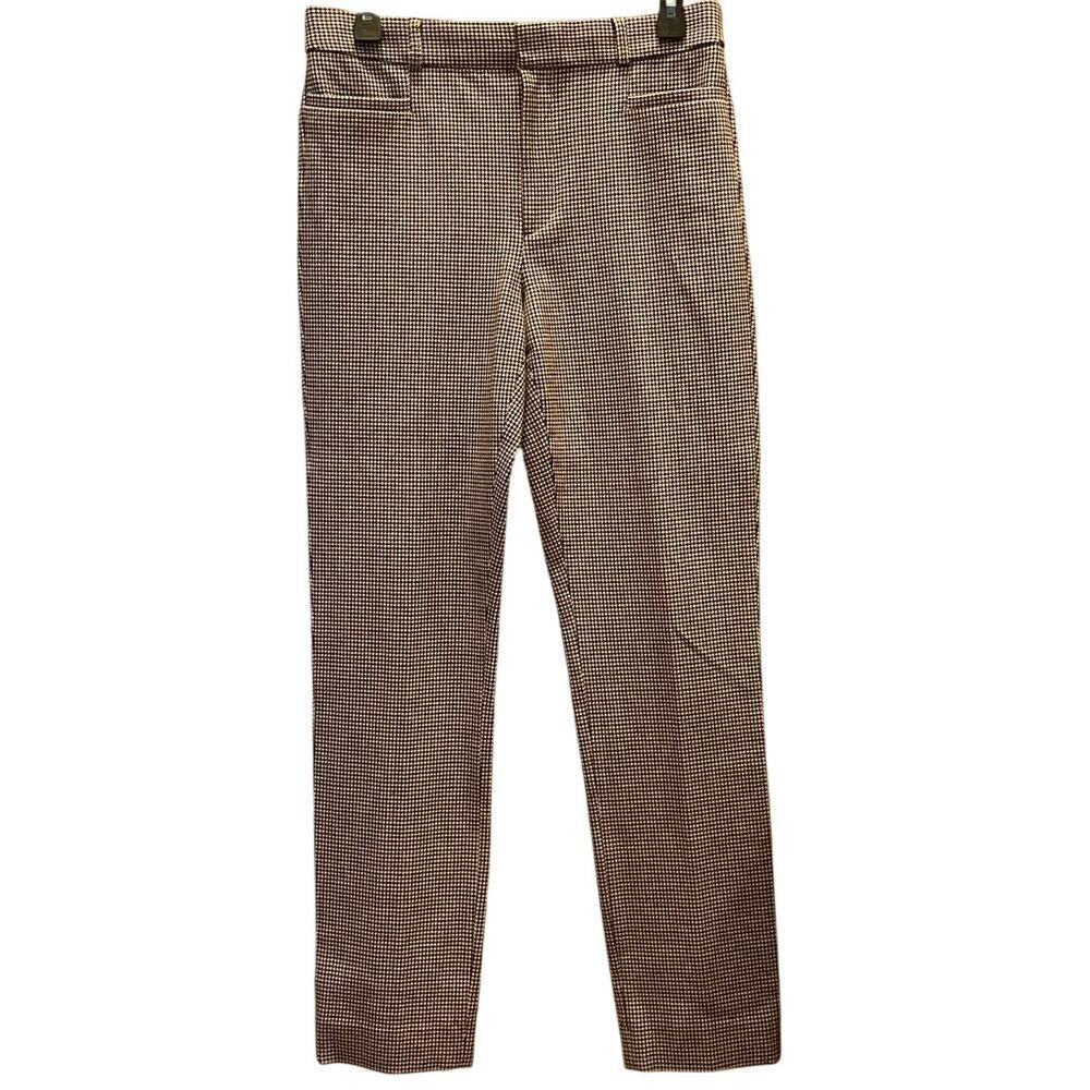 Banana Republic Sloan High-Rise Gingham Pants | 6, Black, White, Burgundy